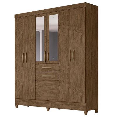 Guarda Roupa 7 Portas Com Espelho New Mafra Castanho 897331