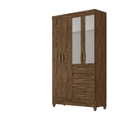 Guarda Roupa 4 Portas Com Espelho Sobral Castanho 870331