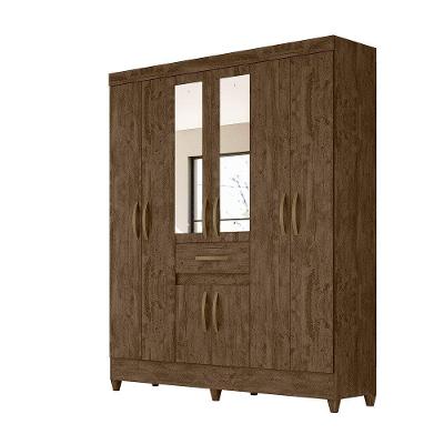 Guarda Roupa 8 Portas Com Espelho Portugal Castanho 835331