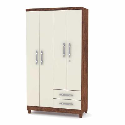 Guarda Roupa Solteiro 4 Portas Line Imbuia Rustica Champanhe