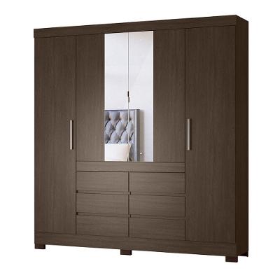 Guarda Roupa Casal 4 Portas Com Espelho E Pés ébano Touch