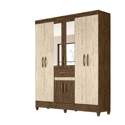 Guarda Roupa 8 Portas C/Espelho Portugal Castanho Avelã