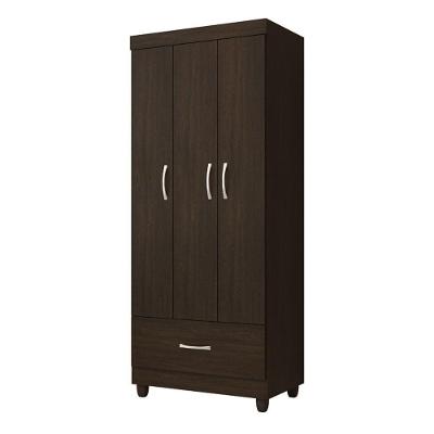 Guarda Roupa 3 Portas Com Pés Prince ébano Touch 31060