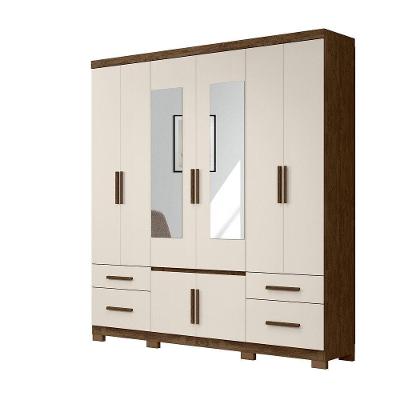 Guarda Roupa 8 Portas Com Espelho Castanho Baunilha
