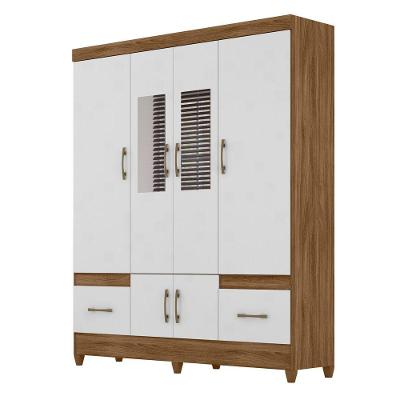 Guarda Roupa 6 Portas Com Espelho Ms912 Naturale Branco