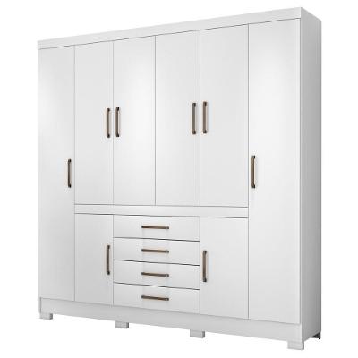 Guarda Roupa Casal 8 Portas 4 Gavetas New Realce D02 Branco