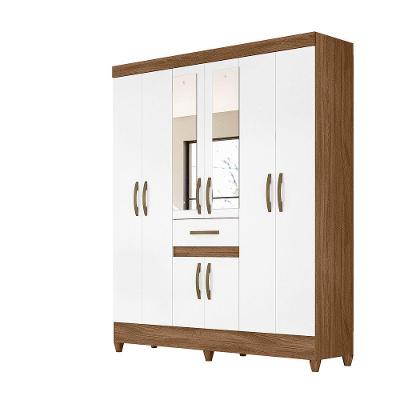 Guarda Roupa 8 Portas C/Espelho Portugal Naturale Branco