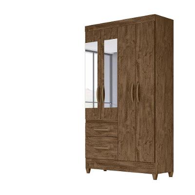 Guarda Roupa 4 Portas Com Espelho Madri Castanho 852331