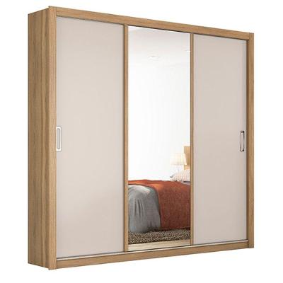 Guarda Roupa Casal 3 Portas Deslizantes C/Espelho Off White