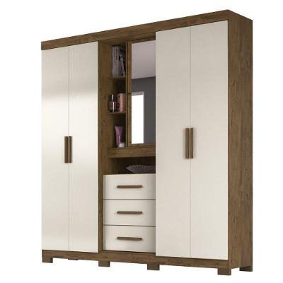 Guarda Roupa 5 Portas Com Espelho Eldorado Castanho Baunilha