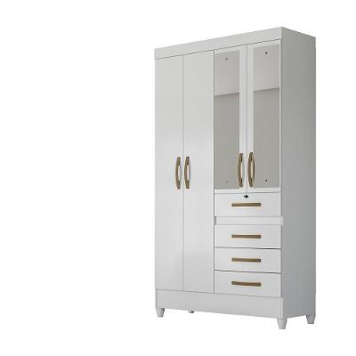 Guarda Roupa 4 Portas C/Espelho Branco Rosa Lilás Azul