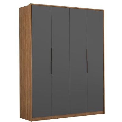 Guarda Roupa Casal 4 Portas Attore Amêndola Grafito D43010k