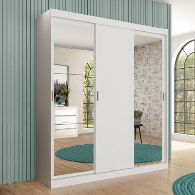 Guarda Roupa Solteiro 3 Portas 4 Gav 2 Espelhos Branco