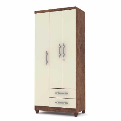 Guarda Roupa Solteiro 3 Portas Imbuia Rustico Champanhe