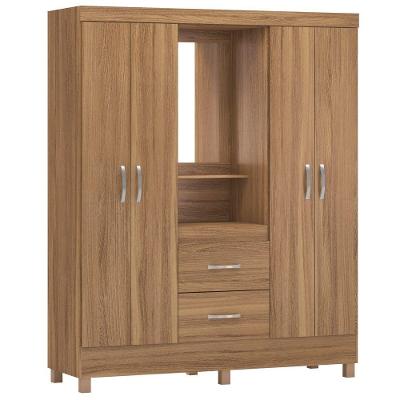 Guarda Roupa 4 Portas Com Pés E Espelho Lord Amêndola 42220