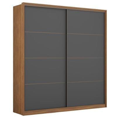 Guarda Roupa Casal 2 Portas Deslizantes Amêndola Grafito