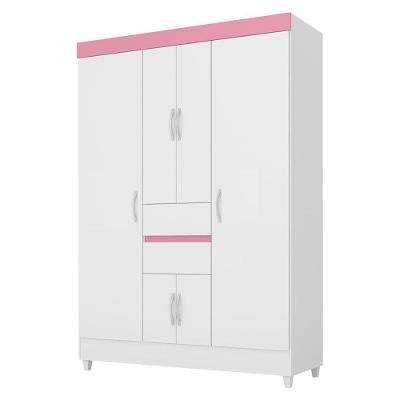 Guarda Roupa 6 Portas Com Pés Ecom Ii Branco Rosa Flex 62020