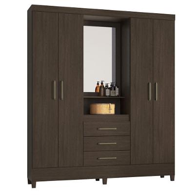 Guarda Roupa Casal 4 Portas Com Pés E Espelho Capelinha