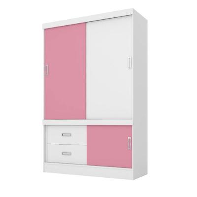 Guarda Roupa 2 Portas Deslizantes Estilo Ii Branco Rosa