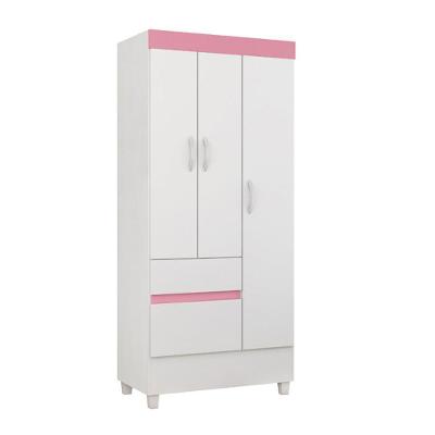Guarda Roupa 3 Portas Com Pés Wind Branco Rosa Flex 32860