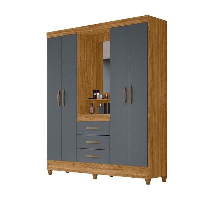 Guarda Roupa 4 Portas Com Espelho Capri Freijó Cinza 831031