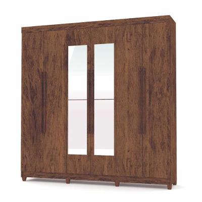 Guarda Roupa 6 Portas C/Espelho Elegance Imbuia Rustico
