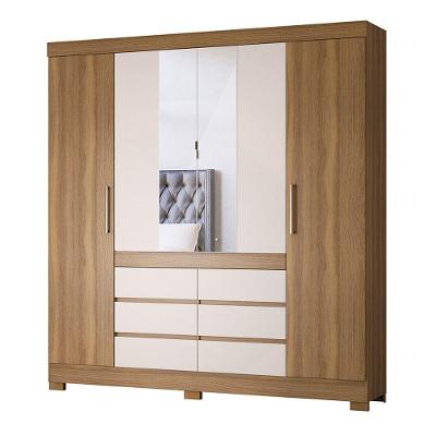Guarda Roupa Casal 4 Portas C/Espelho E Pés Cádis Off White