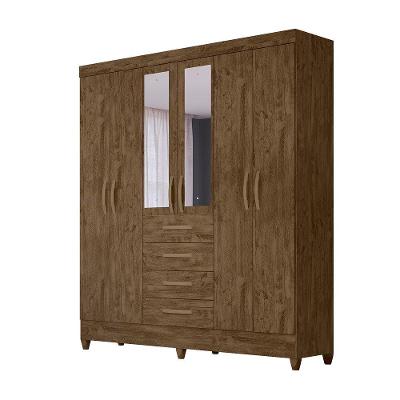 Guarda Roupa 6 Portas Com Espelho New Avaí Castanho 896331