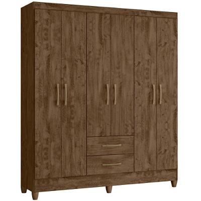 Guarda Roupa 6 Portas 9533 Castanho Wood Moval Castanho Wood