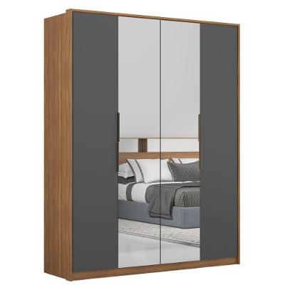 Guarda Roupa Casal 4 Portas 2 Espelho Attore Grafito