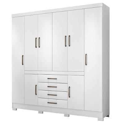 Guarda Roupa Casal 8 Portas Com Pés New Realce Branco 84020