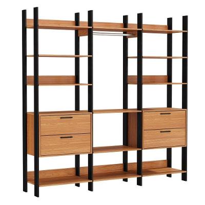 Guarda Roupa Closet Industrial 217Cm 4 Gavetas 100% Mdf Tw404 Freijó/Preto Fosco