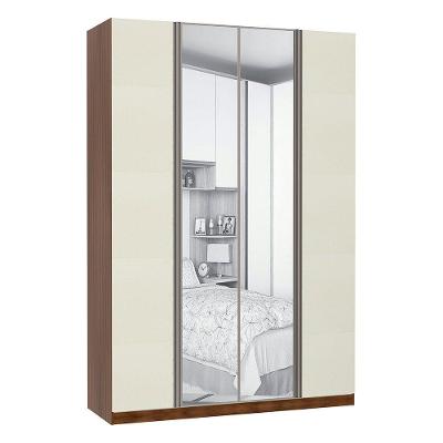 Guarda Roupa 4 Portas Inox C/Espelho3 Gavetas 159cm Nogueira