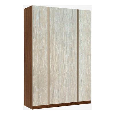Guarda Roupa 4 Portas 3 Gavetas 159cm Nogueira C/Crema