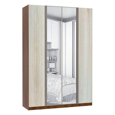 Guarda Roupa 4 Portas Inox C/Espelho3 Gavetas 159cm Nogueira