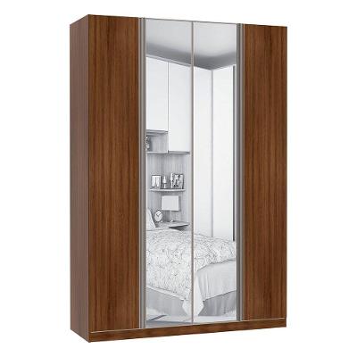 Guarda Roupa 4 Portas Inox C/Espelho3 Gavetas 159cm Nogueira