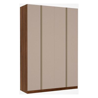 Guarda Roupa 4 Portas 3 Gavetas 159cm Nogueira C/Connect