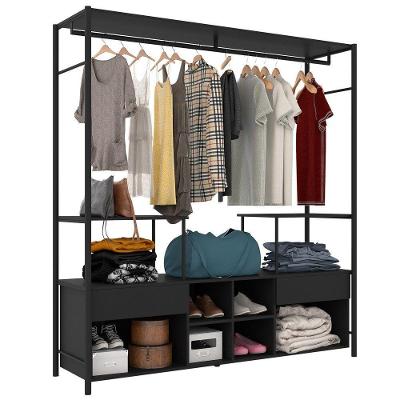 Guarda Roupa Casal Industrial 174cm 02 Gavetas Preto