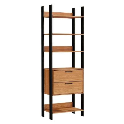 Guarda Roupa Closet Industrial 2 Gavetas 4 Prateleiras Tw401 Freijó/Preto Fosco