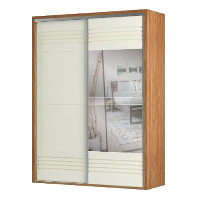 Guarda Roupa Solteiro Com Espelho 179Cm 2 Portas 100% Mdf Tw601E Freijó-Off White