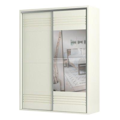 Guarda Roupa Solteiro Com Espelho 179Cm 2 Portas 100% Mdf Tw601E Off White