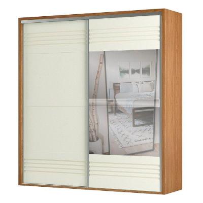 Guarda Roupa Casal Com Espelho 223Cm 2 Portas 100% Mdf Tw602E Freijó-Off White