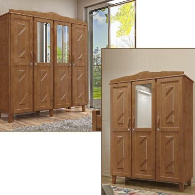 Conjunto Quarto Guarda-Roupa 4 Portas 3 Gavetas + Guarda-Roupa 3 Portas 3 Gavetas Madeira Pinus
