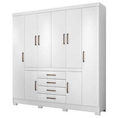 Guarda Roupa Casal 8 Portas 4 Gavetas New Realce D02 Branco
