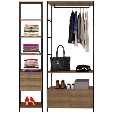 Quarto Modulado 2 Módulos Industrial Quadra Base Preto