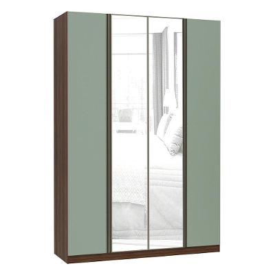 Guarda Roupa 4 Portas Inox C/Espelho3 Gavetas 159cm Nogueira