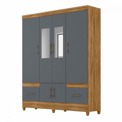 Guarda Roupa Casal Ms912 6 Portas Com Espelho Freijo Cinza Moval Freijo cinza