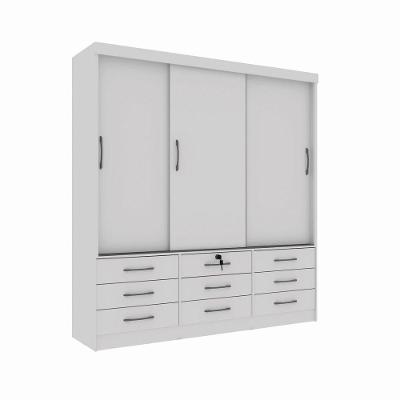 Guarda Roupa 3 Portas 9 Gavetas Chicago Tcil Móveis branco
