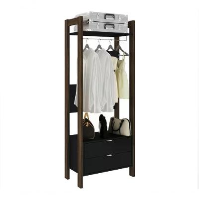 Guarda Roupa Modulado Closet Az1011 Preto Nogal Preto Nogal