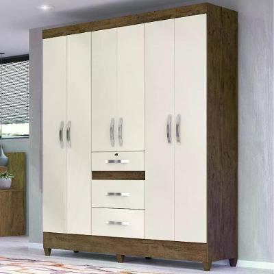 Guarda Roupa Casal 6 Portas Baunilha Castanho